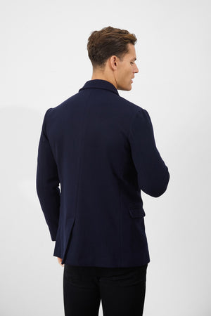 Double Breasted Peacoat in Navy - TAILORED ATHLETE - ROW