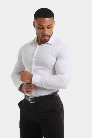Double Cuff Shirt in White - TAILORED ATHLETE - ROW