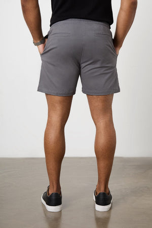 Muscle Fit Drawstring Chino Short - Shorter Length  in Dark Grey - TAILORED ATHLETE - ROW