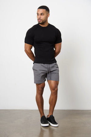 Muscle Fit Drawstring Chino Short - Shorter Length  in Dark Grey - TAILORED ATHLETE - ROW