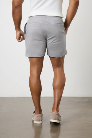 Muscle Fit Drawstring Chino Short - Shorter Length in Pale Grey - TAILORED ATHLETE - ROW