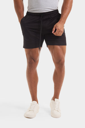 Muscle Fit Drawstring Chino Short - Shorter Length in Black - TAILORED ATHLETE - ROW