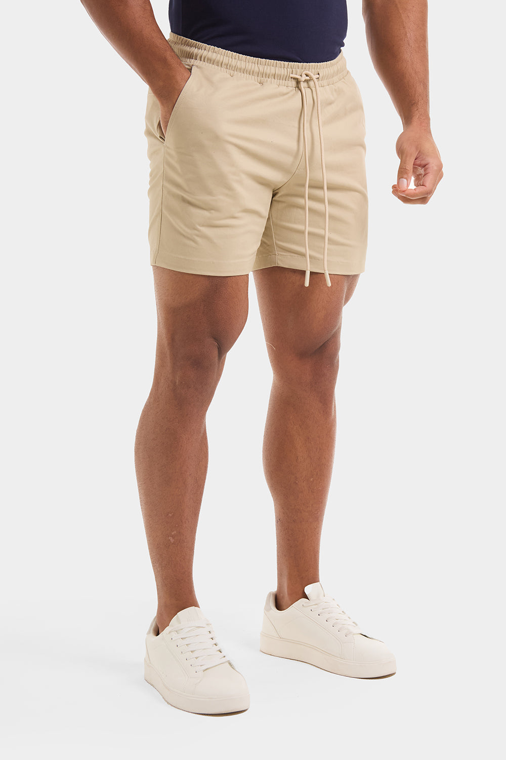 Muscle Fit Drawstring Chino Short - Shorter Length in Stone - TAILORED ATHLETE - ROW