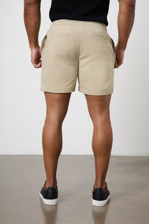 Muscle Fit Drawstring Chino Short - Shorter Length in Stone - TAILORED ATHLETE - ROW