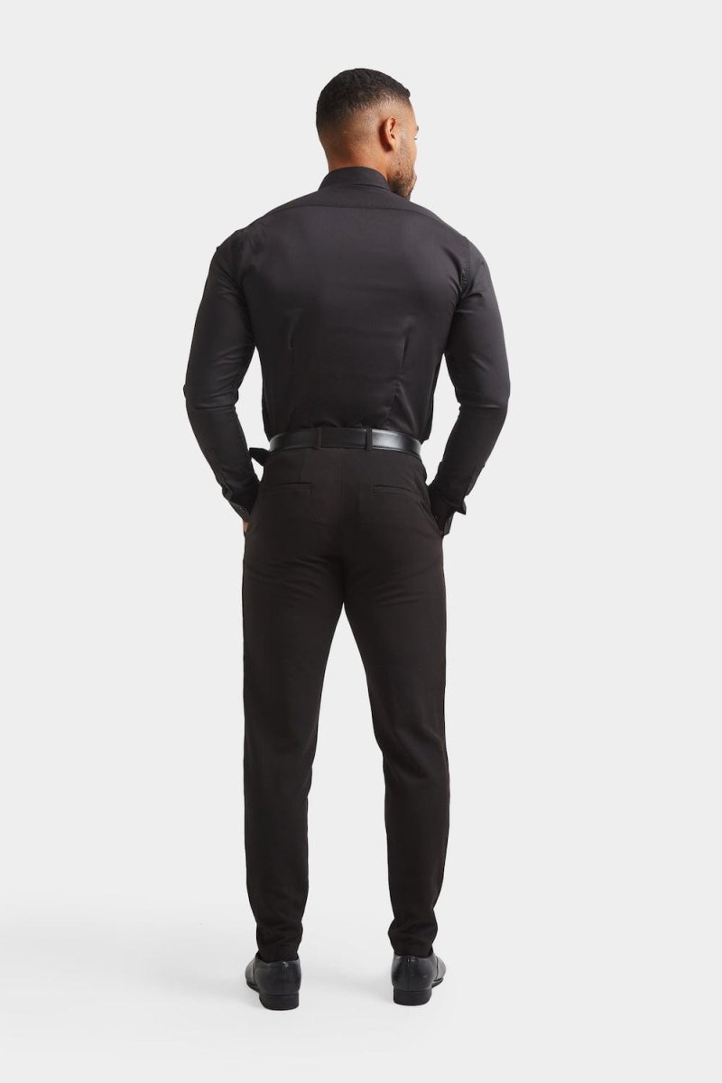 Muscle Fit Dress Shirt in Black - TAILORED ATHLETE - ROW