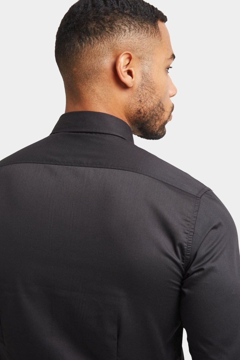 Muscle Fit Dress Shirt in Black - TAILORED ATHLETE - ROW