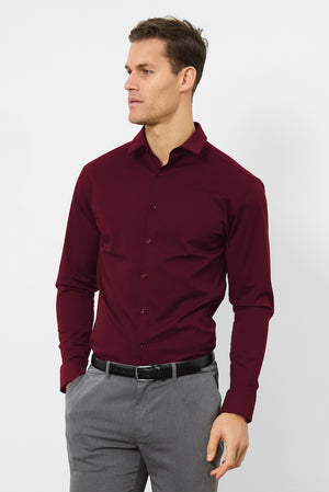 Muscle Fit Dress Shirt in Burgundy - TAILORED ATHLETE - ROW