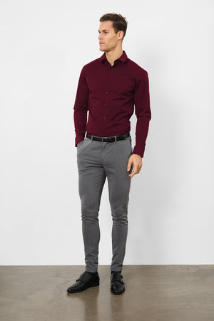 Muscle Fit Dress Shirt in Burgundy - TAILORED ATHLETE - ROW