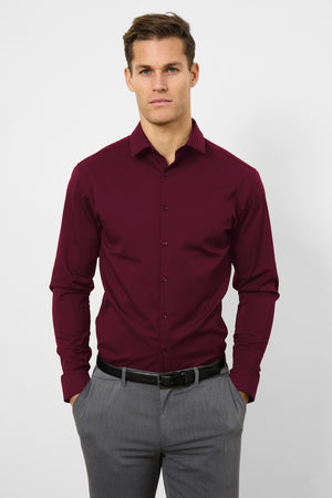 Muscle Fit Dress Shirt in Burgundy - TAILORED ATHLETE - ROW