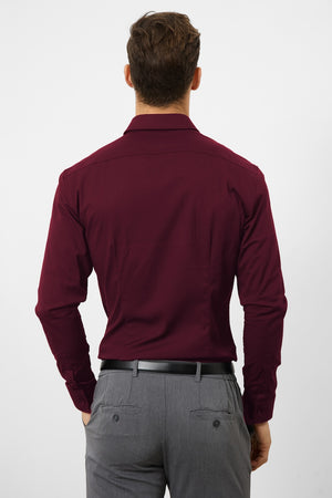 Muscle Fit Dress Shirt in Burgundy - TAILORED ATHLETE - ROW