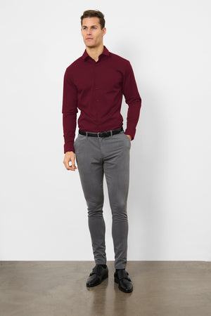 Muscle Fit Dress Shirt in Burgundy - TAILORED ATHLETE - ROW