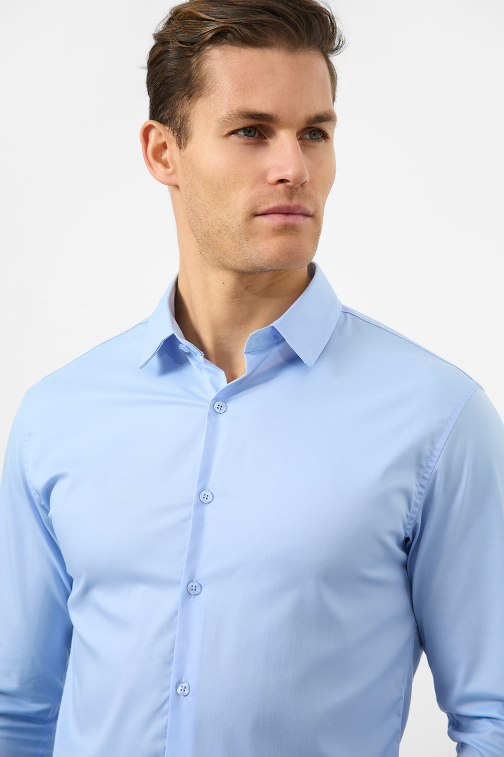 Tailored Fit Dress Shirt in Light Blue - TAILORED ATHLETE - ROW