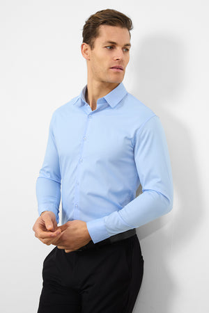 Tailored Fit Dress Shirt in Light Blue - TAILORED ATHLETE - ROW