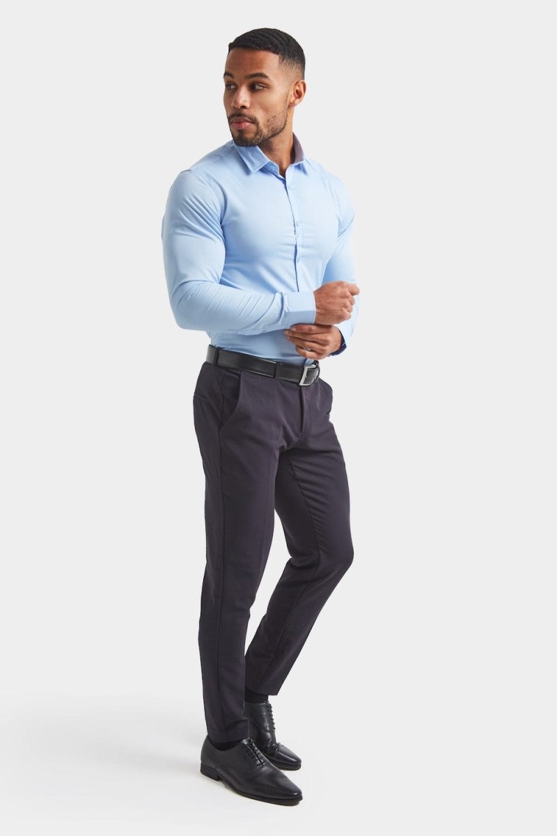 Muscle Fit Dress Shirt in Light Blue - TAILORED ATHLETE - ROW