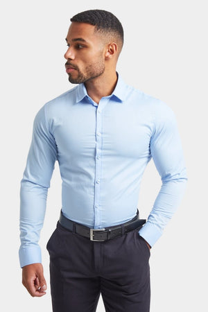 Muscle Fit Dress Shirt in Light Blue - TAILORED ATHLETE - ROW
