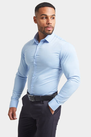 Muscle Fit Dress Shirt in Light Blue - TAILORED ATHLETE - ROW