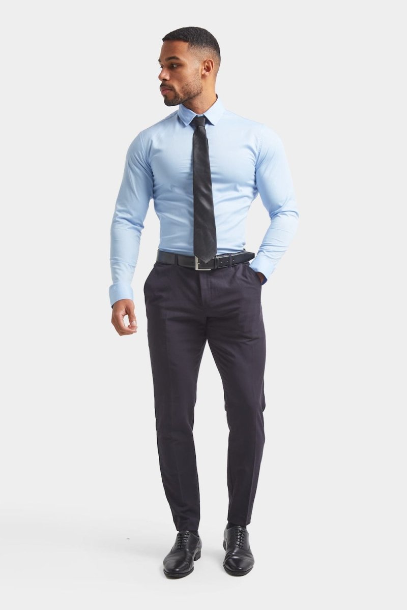 Muscle Fit Dress Shirt in Light Blue - TAILORED ATHLETE - ROW