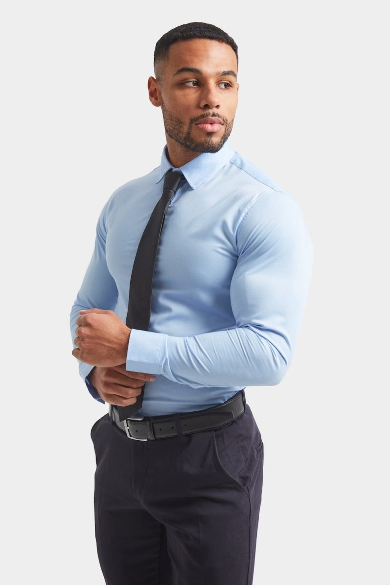 Muscle Fit Dress Shirt in Light Blue - TAILORED ATHLETE - ROW