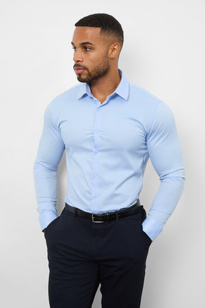 Tailored Fit Dress Shirt in Light Blue - TAILORED ATHLETE - ROW