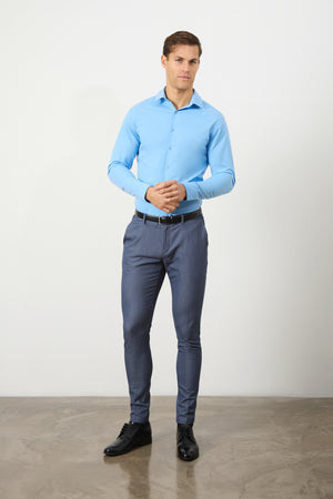 Muscle Fit Dress Shirt in Mid Blue - TAILORED ATHLETE - ROW