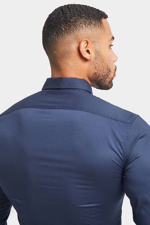 Muscle Fit Dress Shirt in Navy - TAILORED ATHLETE - ROW