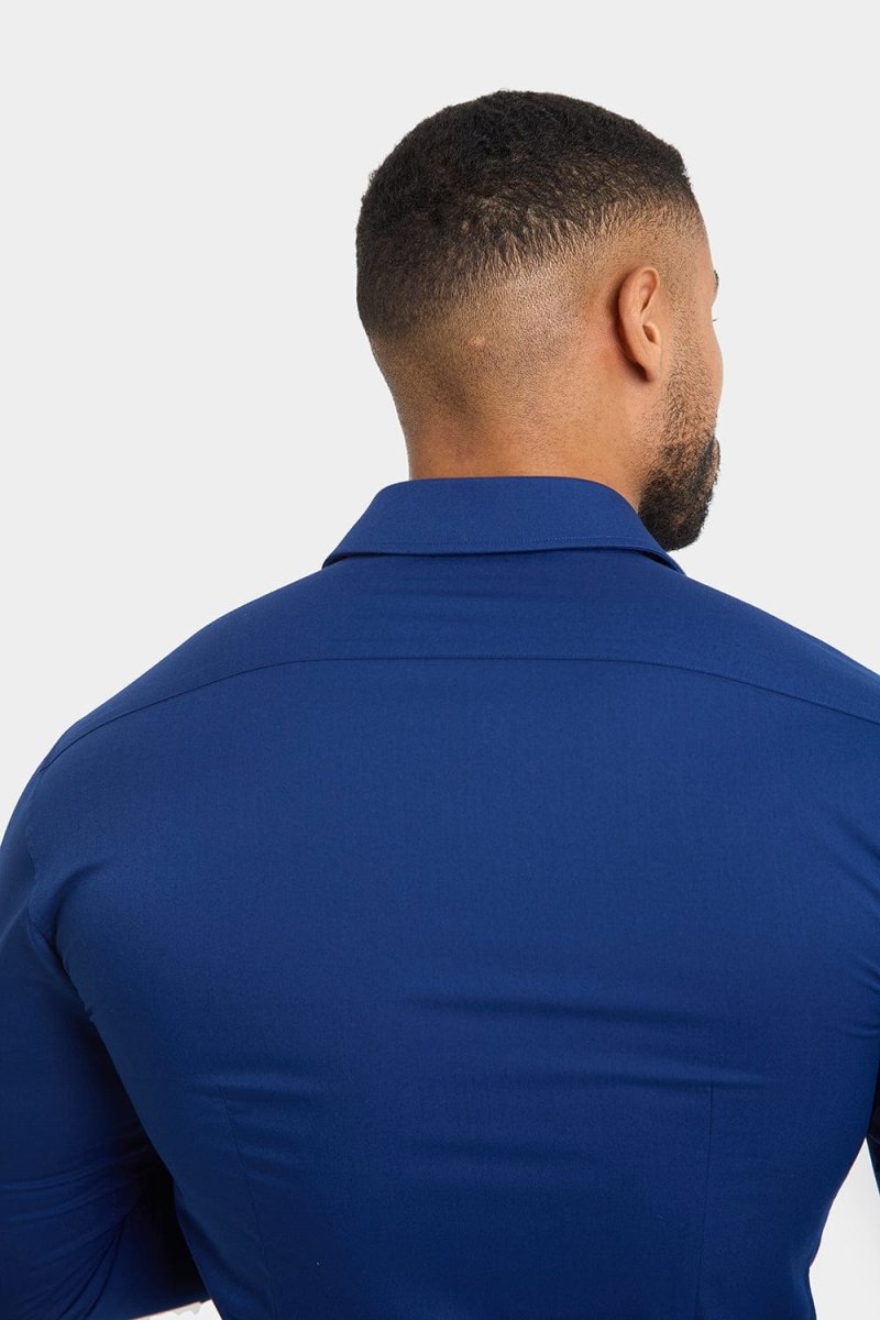 Muscle Fit Dress Shirt in Navy - TAILORED ATHLETE - ROW