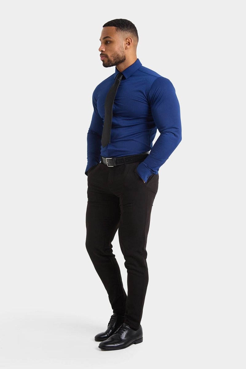 Muscle Fit Dress Shirt in Navy - TAILORED ATHLETE - ROW