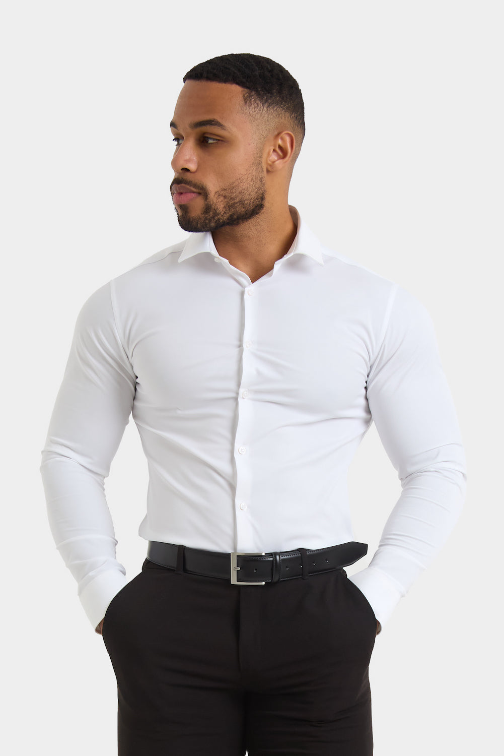 Muscle Fit Dress Shirt in White