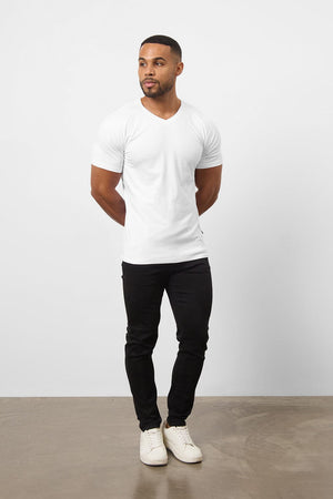 Premium Muscle Fit V-Neck in White - TAILORED ATHLETE - ROW