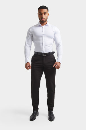 Muscle Fit Double Cuff Shirt in White - TAILORED ATHLETE - ROW