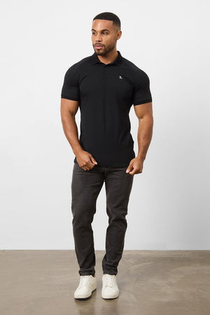 Muscle Fit Polo Shirt in Black - TAILORED ATHLETE - ROW