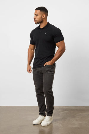 Muscle Fit Polo Shirt in Black - TAILORED ATHLETE - ROW