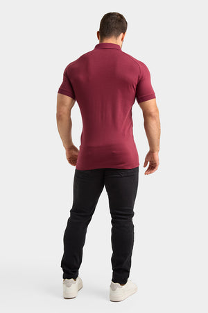 Muscle Fit Polo Shirt In Burgundy - TAILORED ATHLETE - ROW