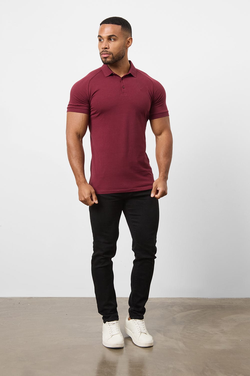 Muscle Fit Polo Shirt In Burgundy - TAILORED ATHLETE - ROW