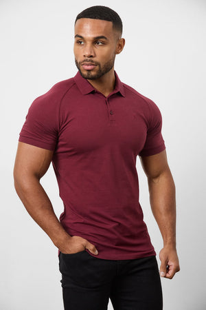 Muscle Fit Polo Shirt In Burgundy - TAILORED ATHLETE - ROW