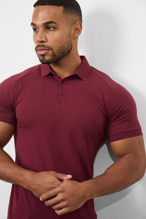 Muscle Fit Polo Shirt In Burgundy - TAILORED ATHLETE - ROW