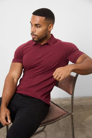 Muscle Fit Polo Shirt In Burgundy - TAILORED ATHLETE - ROW