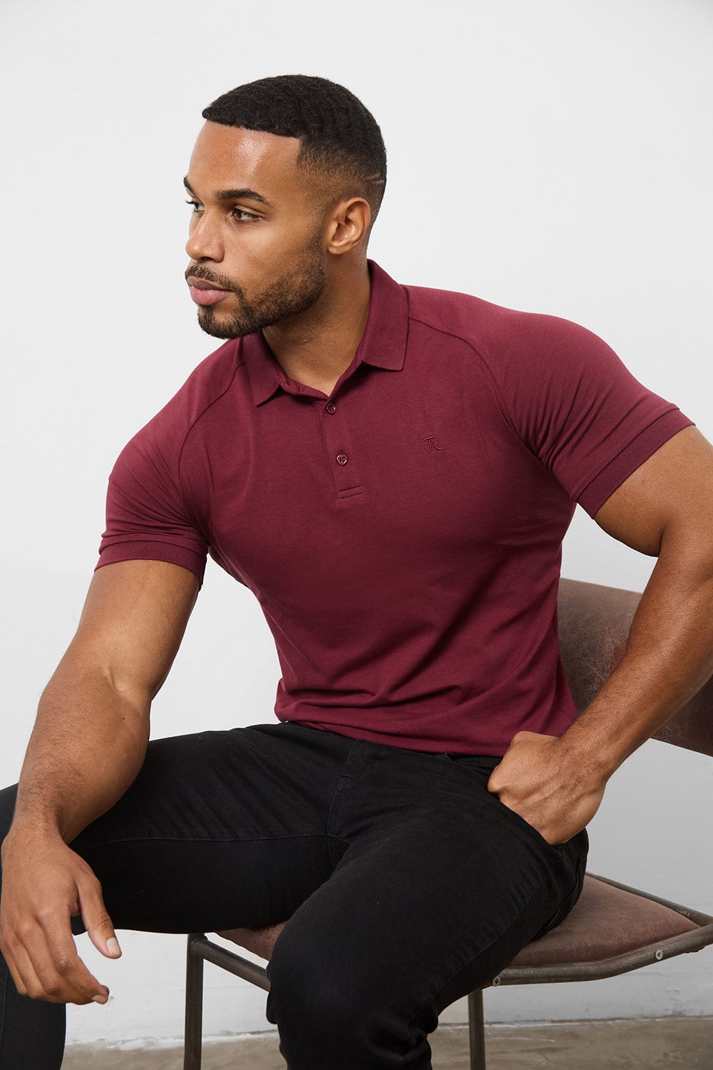 Muscle Fit Polo Shirt In Burgundy - TAILORED ATHLETE - ROW