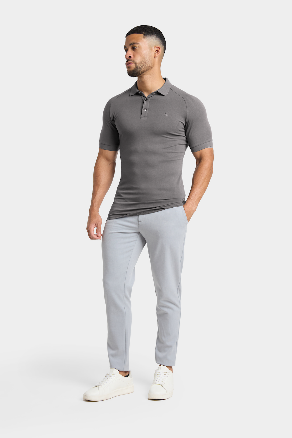 Muscle Fit Polo Shirt in Charcoal - TAILORED ATHLETE - ROW