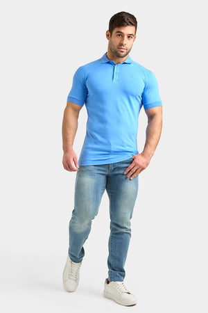 Muscle Fit Polo Shirt in Cornflower - TAILORED ATHLETE - ROW