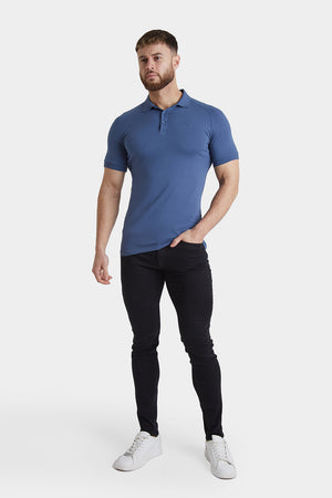 Muscle Fit Polo Shirt in Denim Blue - TAILORED ATHLETE - ROW