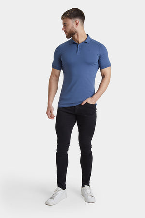 Muscle Fit Polo Shirt in Denim Blue - TAILORED ATHLETE - ROW