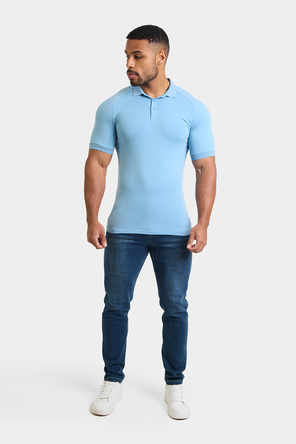 Muscle Fit Polo in Mist Blue - TAILORED ATHLETE - ROW