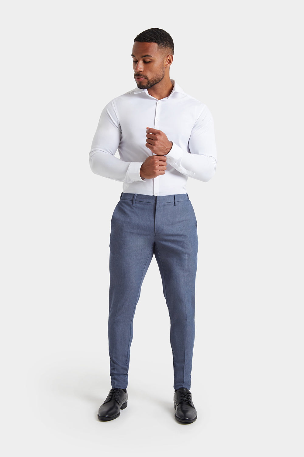 Muscle Fit Essential Trousers in Chambray - TAILORED ATHLETE - ROW