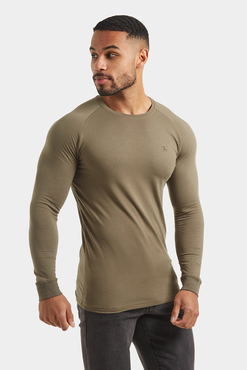 khaki muscle fit t shirt