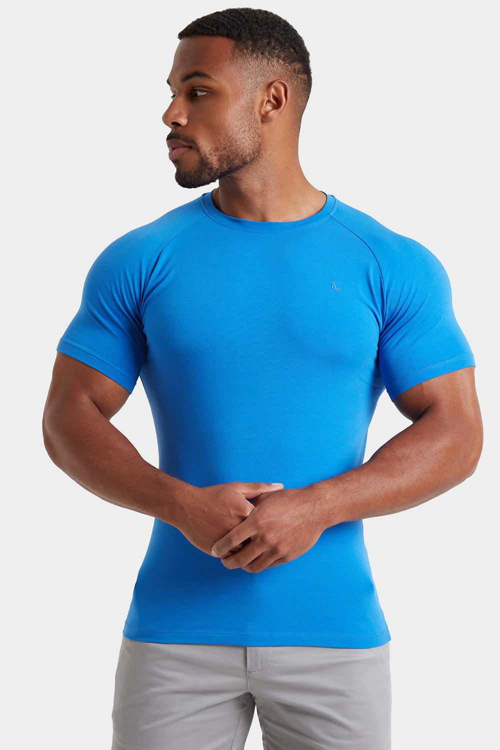 Premium Muscle Fit T-Shirt in Azure Blue - TAILORED ATHLETE - ROW