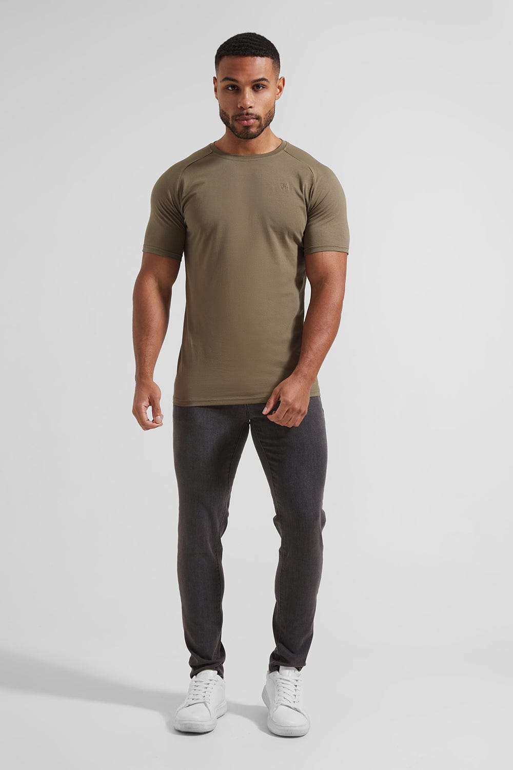 khaki muscle fit t shirt