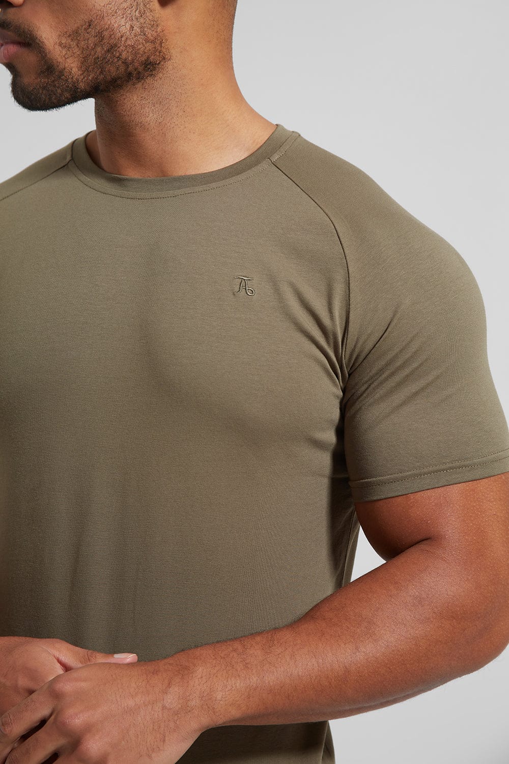 khaki muscle fit t shirt