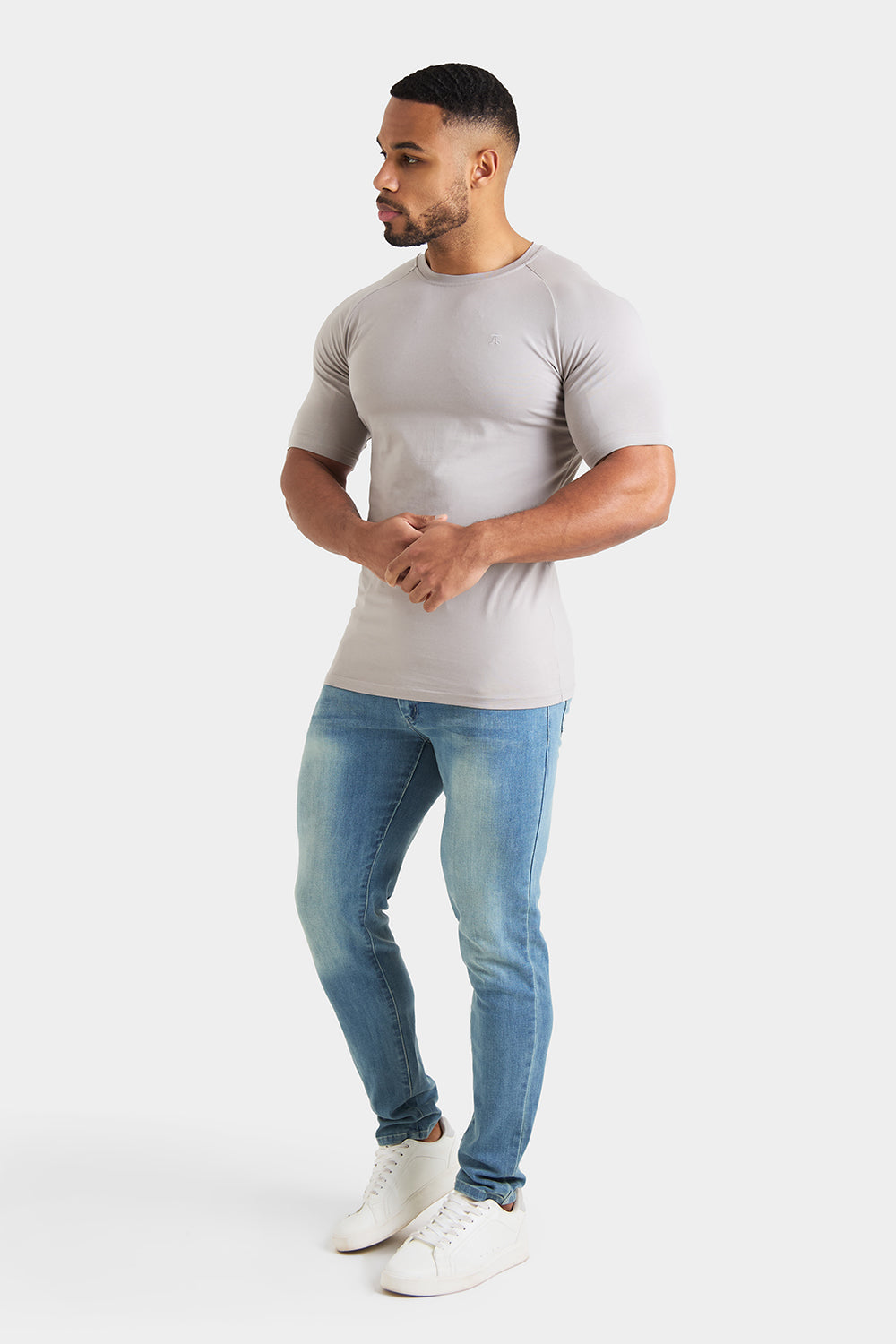 Longer Sleeve Muscle Fit T-Shirt in Mole - TAILORED ATHLETE - ROW