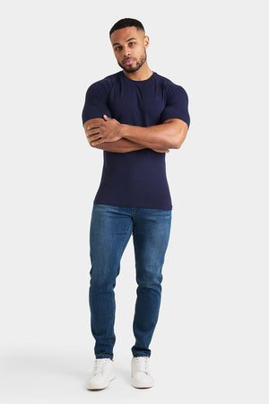 Longer Sleeve Muscle Fit T-Shirt in True Navy - TAILORED ATHLETE - ROW